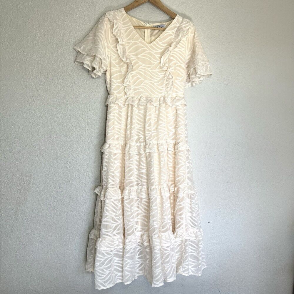 Anthropologie Ivory Tiered Midi Dress